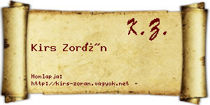 Kirs Zorán névjegykártya